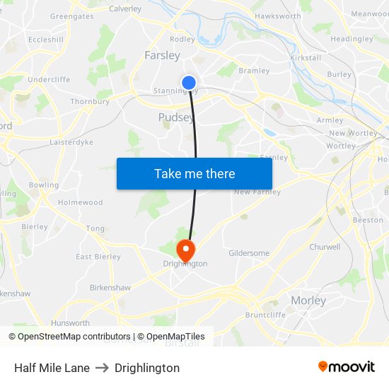 Half Mile Lane to Drighlington map