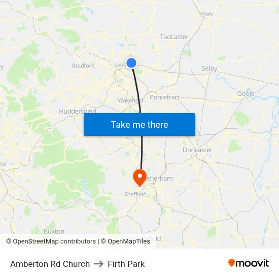 Amberton Rd Church to Firth Park map