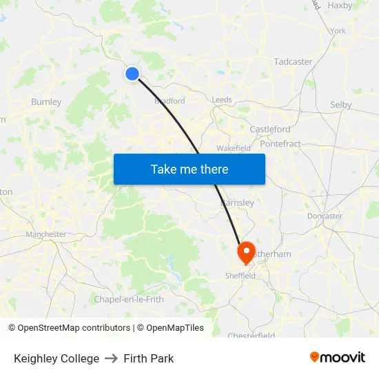 Keighley College to Firth Park map