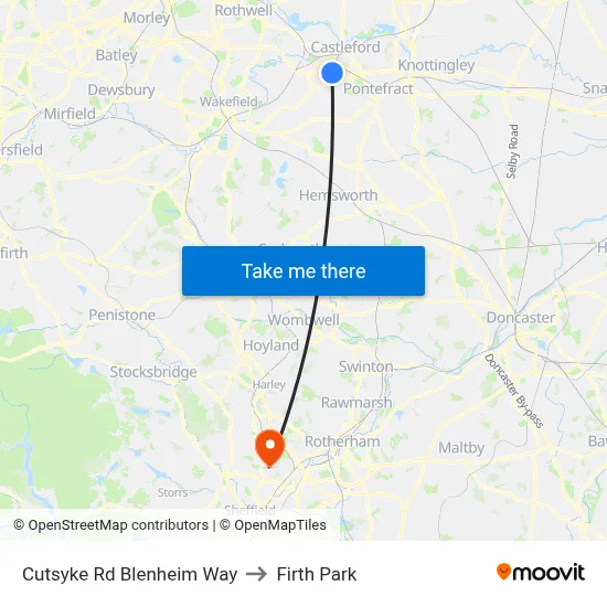 Cutsyke Rd Blenheim Way to Firth Park map