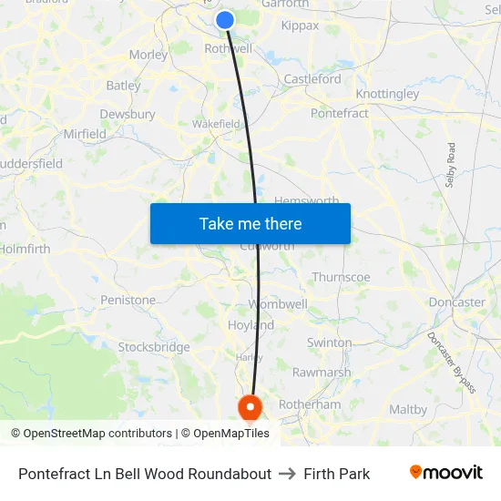 Pontefract Ln Bell Wood Roundabout to Firth Park map