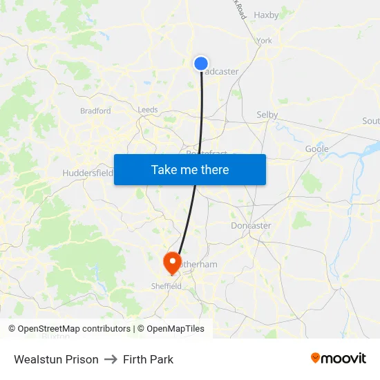 Wealstun Prison to Firth Park map