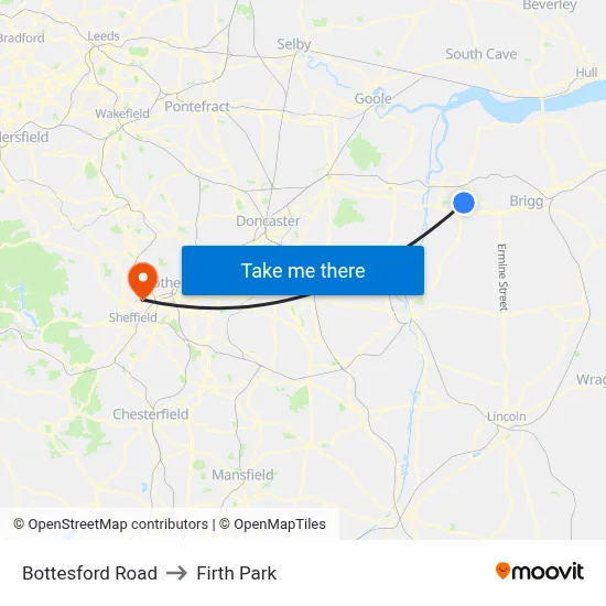 Bottesford Road to Firth Park map
