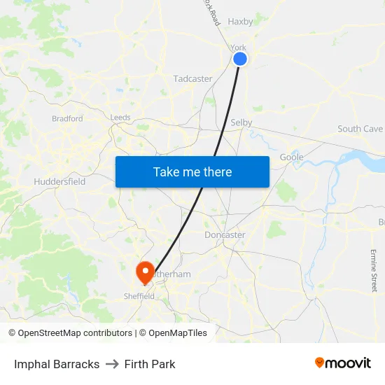 Imphal Barracks to Firth Park map