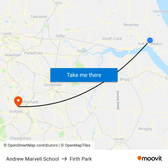 Andrew Marvell School to Firth Park map