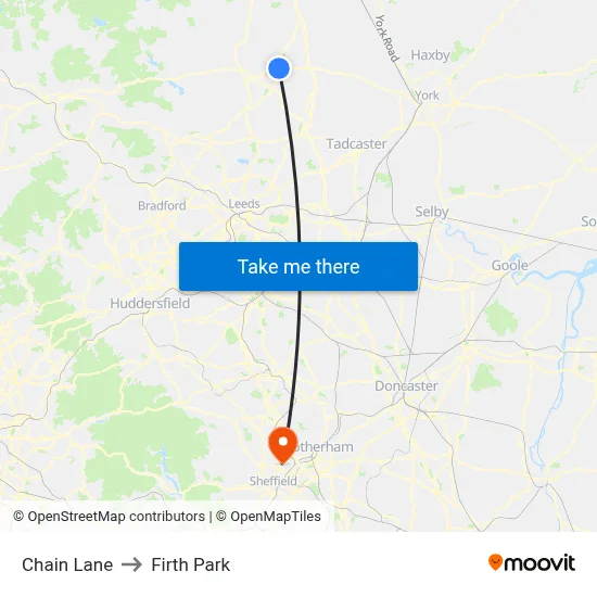 Chain Lane to Firth Park map