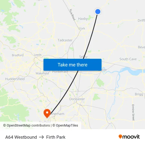 A64 Westbound to Firth Park map