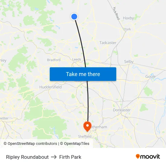 Ripley Roundabout to Firth Park map