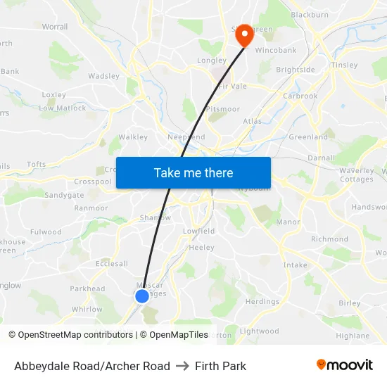 Abbeydale Road/Archer Road to Firth Park map
