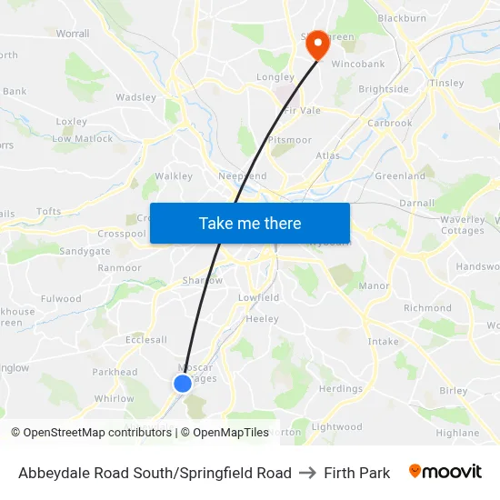 Abbeydale Road South/Springfield Road to Firth Park map