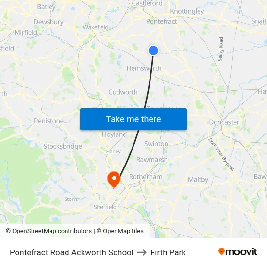 Pontefract Road Ackworth School to Firth Park map
