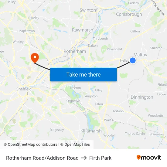 Rotherham Road/Addison Road to Firth Park map