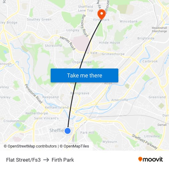 Flat Street/Fs3 to Firth Park map