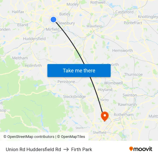 Union Rd Huddersfield Rd to Firth Park map