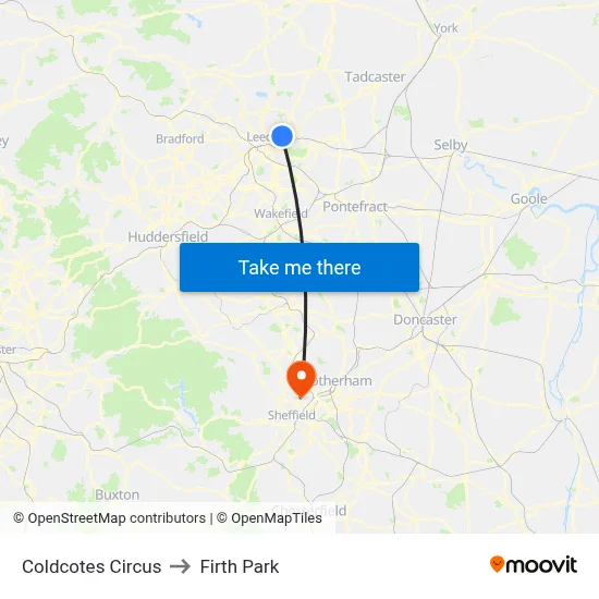 Coldcotes Circus to Firth Park map