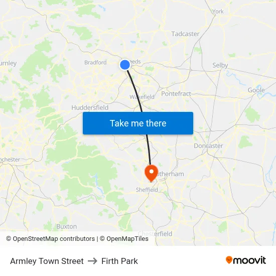 Armley Town Street to Firth Park map