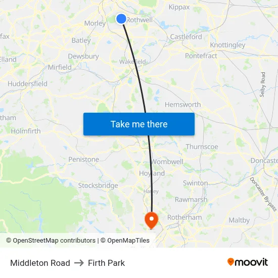 Middleton Road to Firth Park map