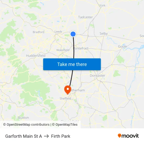 Garforth Main St A to Firth Park map