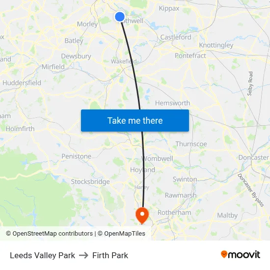 Leeds Valley Park to Firth Park map