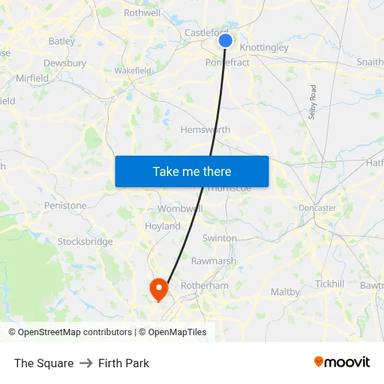 The Square to Firth Park map