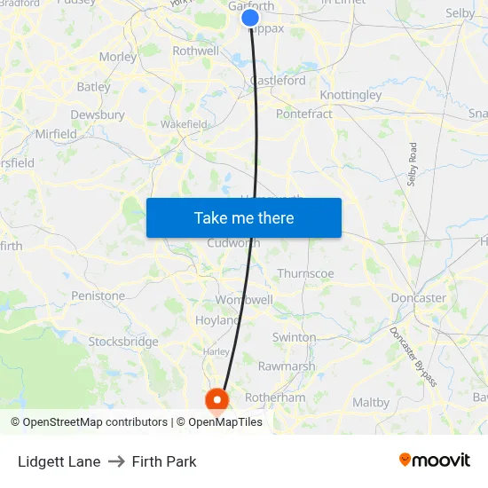 Lidgett Lane to Firth Park map