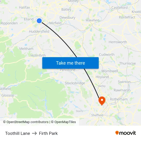 Toothill Lane to Firth Park map