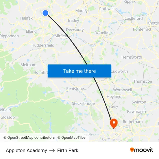 Appleton Academy to Firth Park map