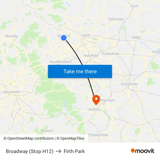 Broadway (Stop H12) to Firth Park map