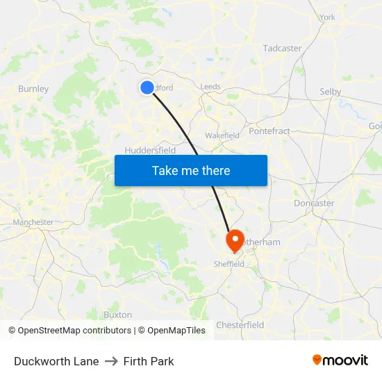 Duckworth Lane to Firth Park map