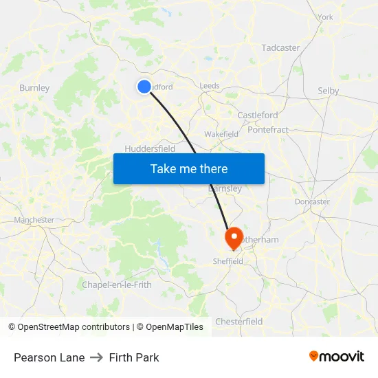 Pearson Lane to Firth Park map