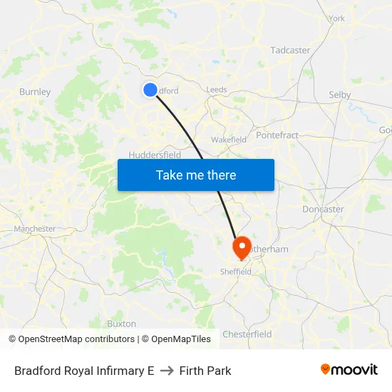 Bradford Royal Infirmary E to Firth Park map