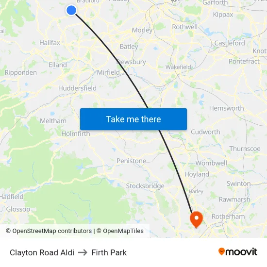 Clayton Road Aldi to Firth Park map