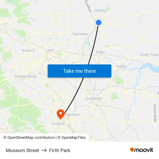 Museum Street to Firth Park map