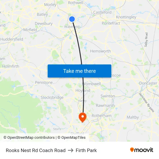 Rooks Nest Rd Coach Road to Firth Park map
