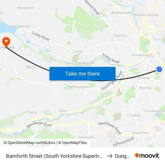 Bamforth Street (South Yorkshire Supertram), Langsett Road to Dungworth map