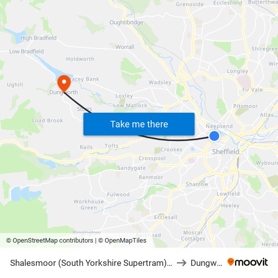 Shalesmoor To City, Shalesmoor to Dungworth map