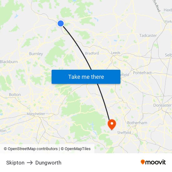 Skipton to Dungworth map