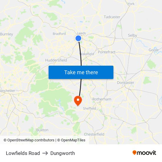 Lowfields Road to Dungworth map