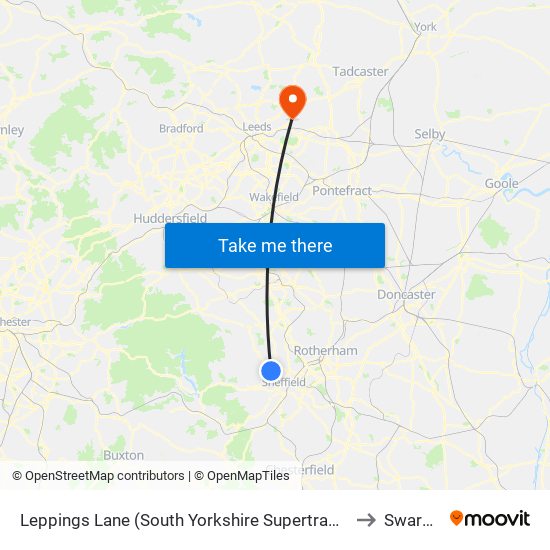 Leppings Lane (South Yorkshire Supertram), Hillsborough to Swarcliffe map