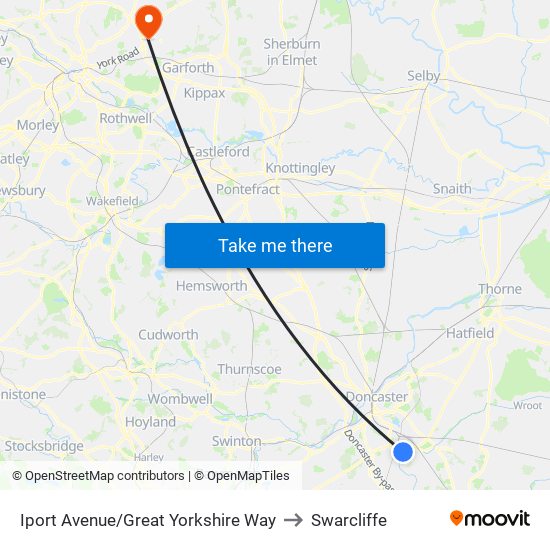 Iport Avenue/Great Yorkshire Way to Swarcliffe map