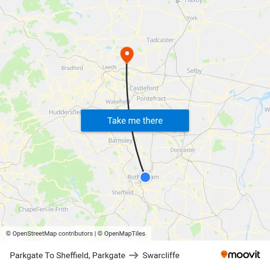 Parkgate To Sheffield, Parkgate to Swarcliffe map