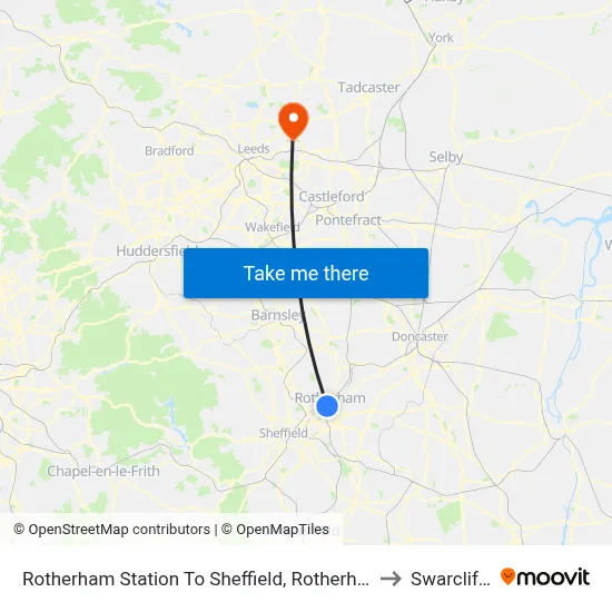 Rotherham Station To Sheffield, Rotherham to Swarcliffe map