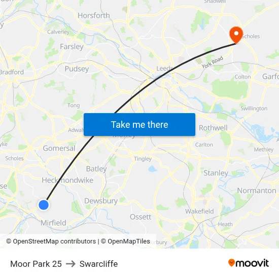 Moor Park 25 to Swarcliffe map