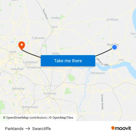 Parklands to Swarcliffe map