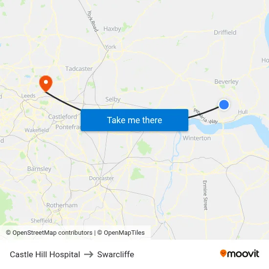Castle Hill Hospital to Swarcliffe map
