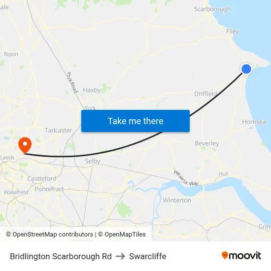 Bridlington Scarborough Rd to Swarcliffe map