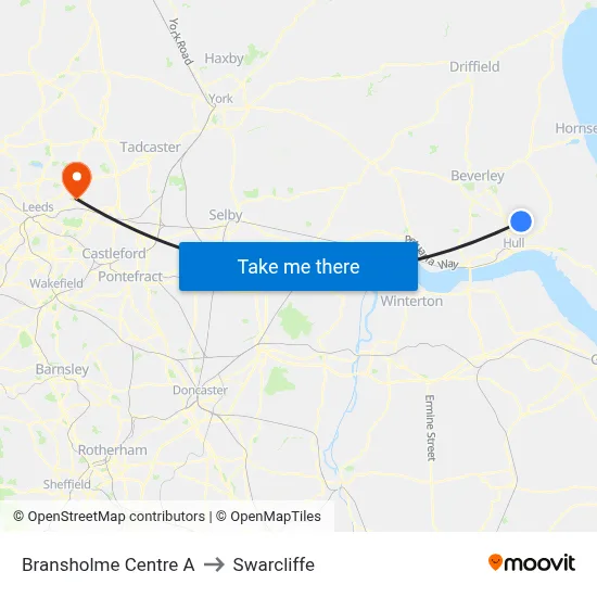 Bransholme Centre A to Swarcliffe map