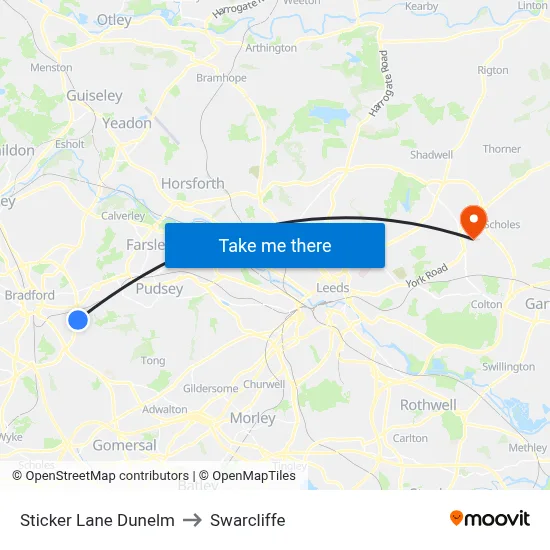 Sticker Lane Dunelm to Swarcliffe map