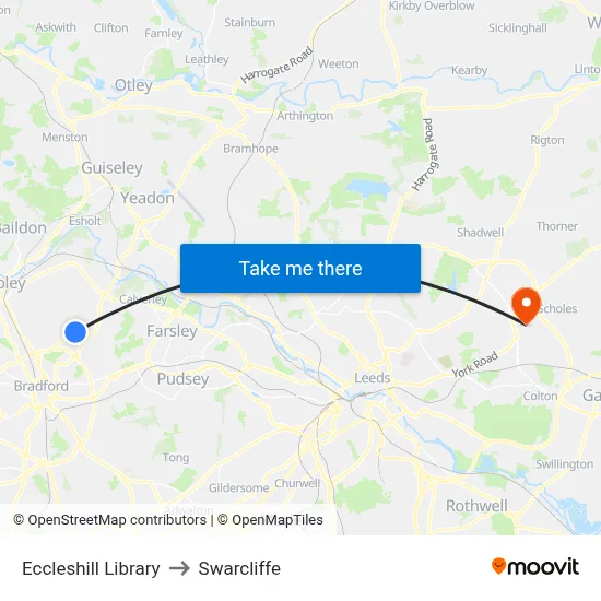 Eccleshill Library to Swarcliffe map