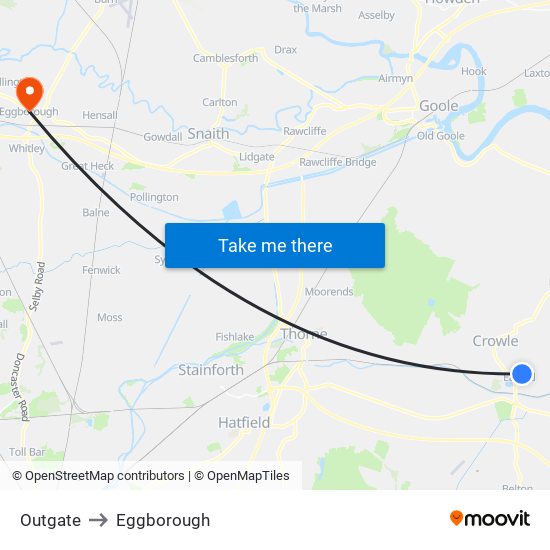 Outgate to Eggborough map